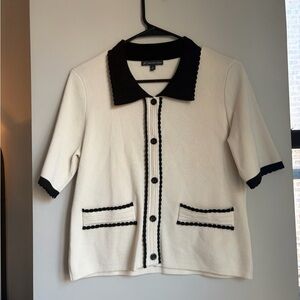 Adrianna Papell Black and Cream Knit Top